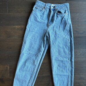 H&M high-rise straight light blue eans